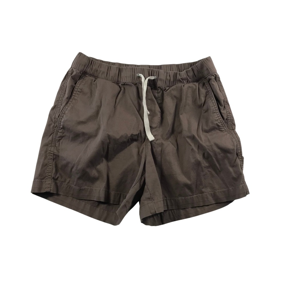 Pact Mens Organic Cotton Drawstring Shorts Brown Size M Elastic Waist Relaxed